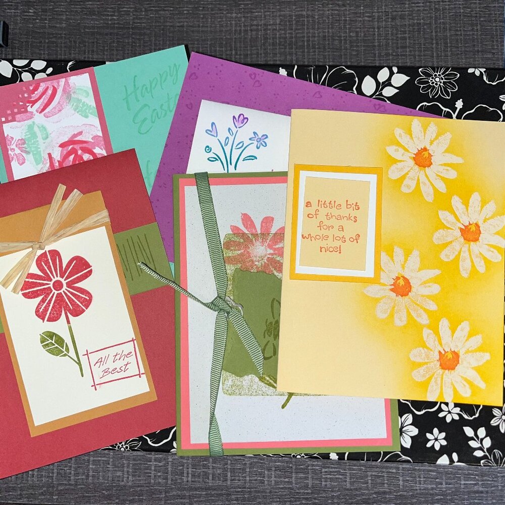 Set of 5 Handmade Cards - Florals